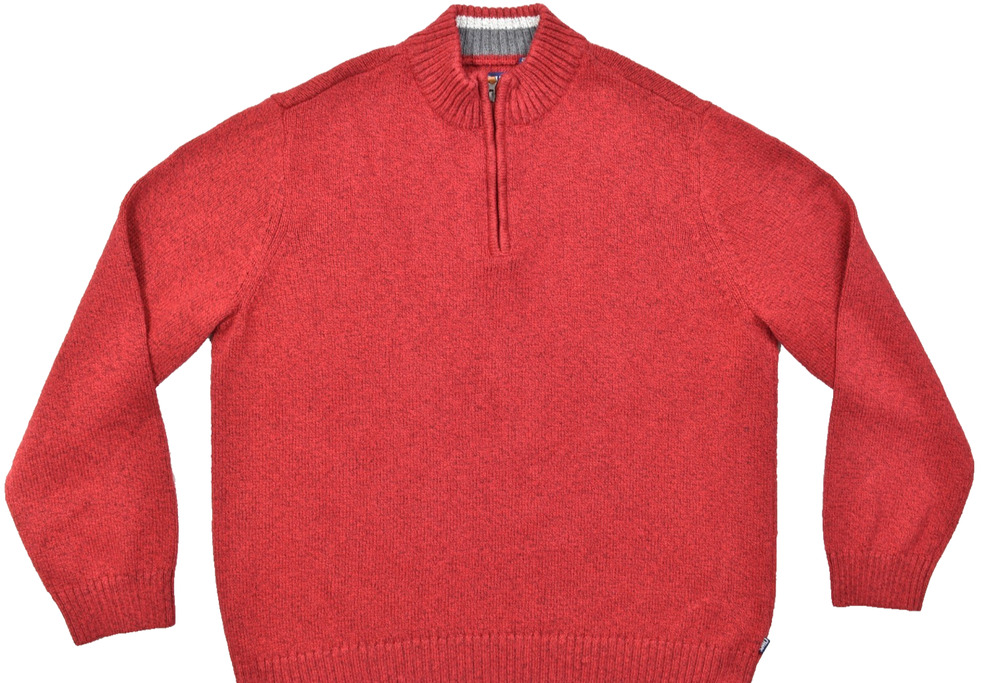 Chaps Men's XXL Red 1/4 Zip Pullover Mock Neck Cotton Blend Sweater Long Sleeve
